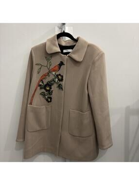 Beige Embroidered Coat Size